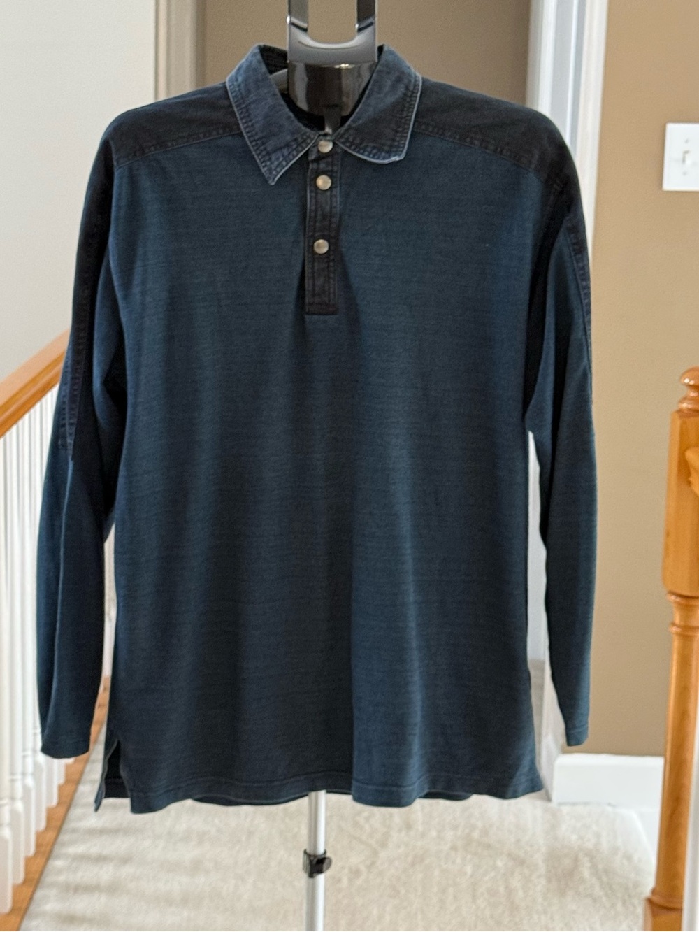Blue Willi's Men's Long-Sleeve Polo in Dark Blue